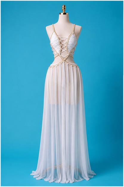 Selena Backless Mesh Maxi Dress
