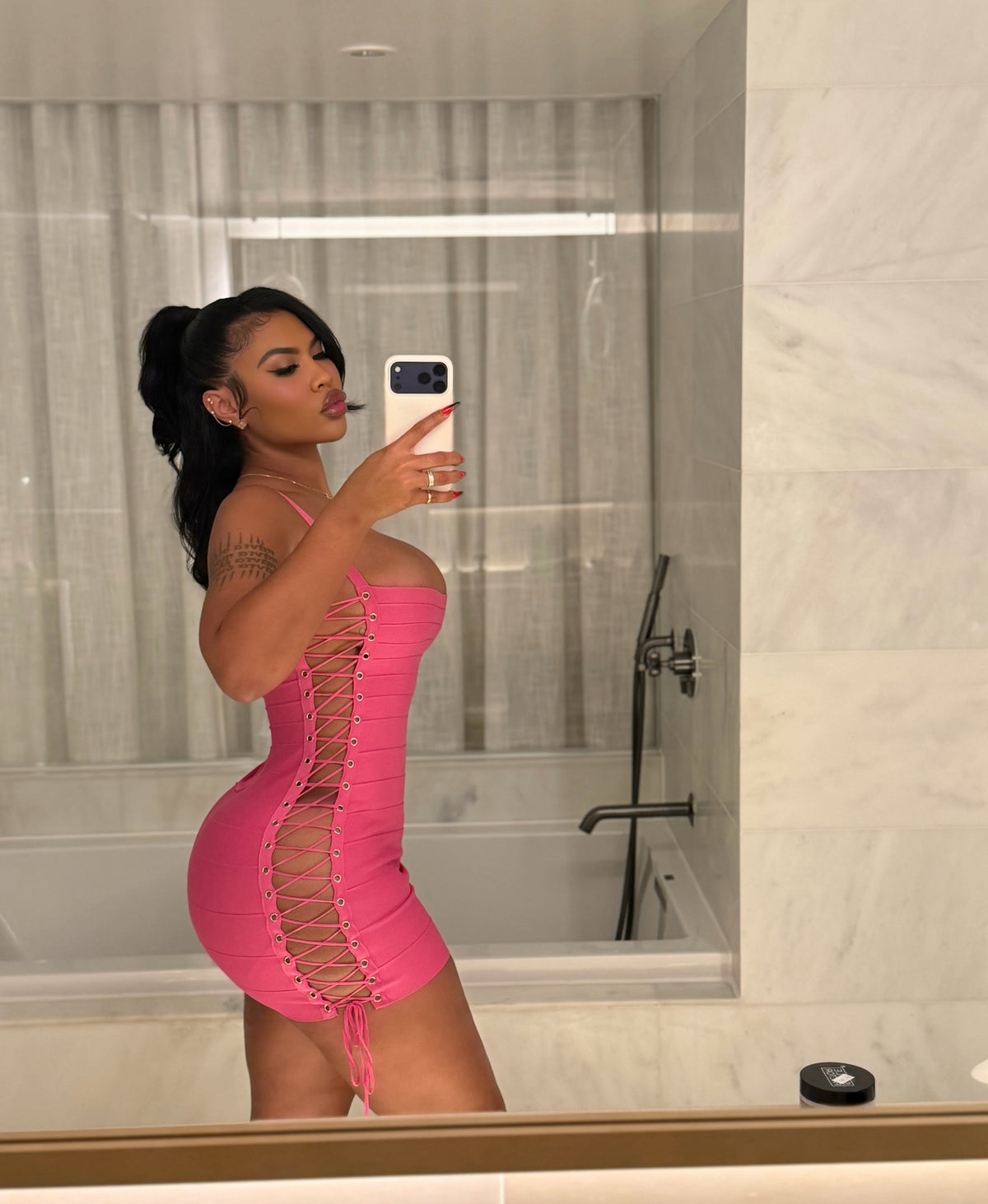 The Side Lace Up Bandage Mini Dress